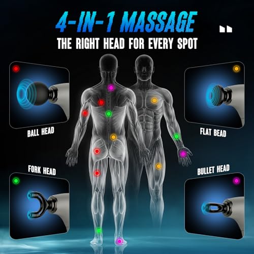 Image of FVZ Massage Gun with Upgraded Extension Handle, 10MM Massage Gun Deep Tissue, Back Massager, Muscles /Neck /Shoulders /Waist /Legs Massager Portable for Pain Relief, Valentines Day Gifts for Him