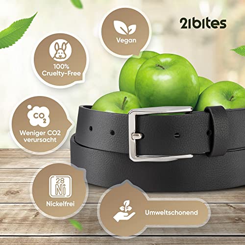 21Bites Herenriem van appelleer, veganistische leren riem voor mannen, ideaal als jeans riem of pak riem, herenriem als perfect accessoire - Image 3