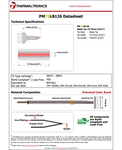 Image of Thermaltronics PM75LB126 Blade Tip 15.75mm (0.62in) interchangeable for Metcal RFP-BL2