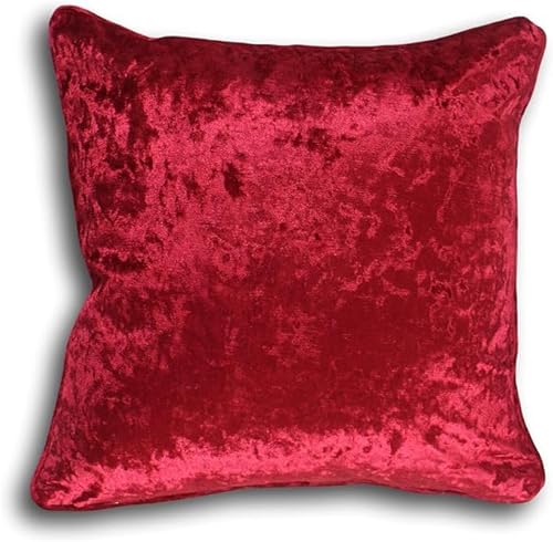 L S U Crcushed Velvet Plain Cushion Covers 43 x 43 cm (18x18 inch), 56 x 56 cm (24x24 inch), Sofa couch living room bedroom (43 x 43 cm, Red)