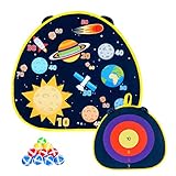 HAPPYMATY Doppelseitige Klett Dartscheibe zum Aufhängen Kinder Dartscheibe Klettballspiel Kinder Wurfspiel Dart Board mit 10 Klettbällen Safe Dart Game (Schwarz)