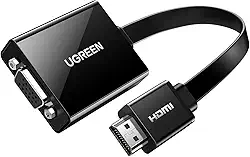 UGREEN Adaptador HDMI para VGA ativo com entrada de áudio de 3,5 mm HDMI macho para VGA fêmea até 1080P para PC laptop Ultrabook Raspberry Pi Chromebook preto