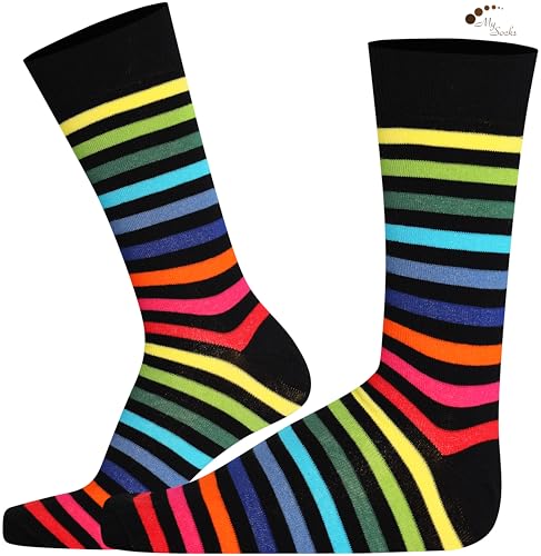 Image of Mysocks Unisex Extra Fine Combed Cotton Rainbow Socks | Seamless Toe | Reflect Your Style | Make Your Steps Enjoyable