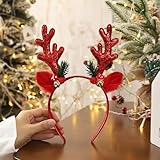 Weihnachtliche Rentiergeweih-Haarreif, Rotes Rentier-Stirnband | Weihnachts-Haaraccessoire | Festliche Partydekoration | Geschenkidee für die Feiertage | Bequemer elastischer Sitz