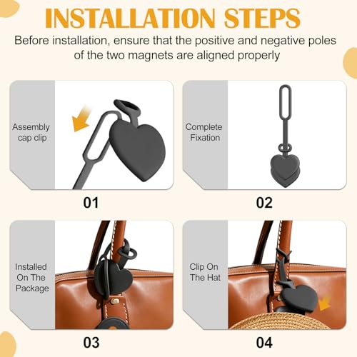 2 piezas clips magnéticos para sombrero para viaje miniatura 4