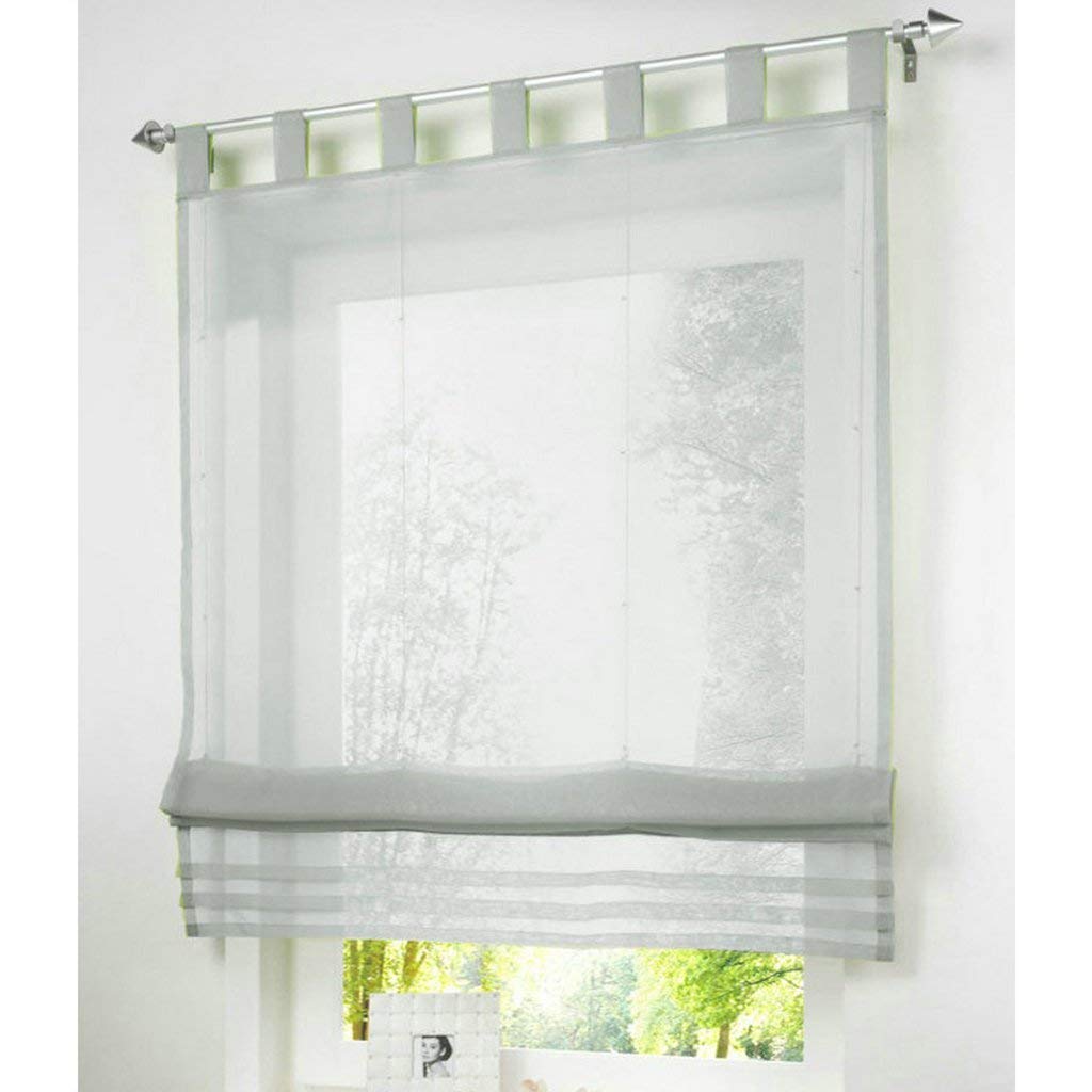 SIMPVALE 1 Panel Roman Blinds - Short Sheer Cutains with Tab Top - Window Valance for Kitchen Balcony Living Room (Width 100cm/Drop 155cm, Grey) — image 1