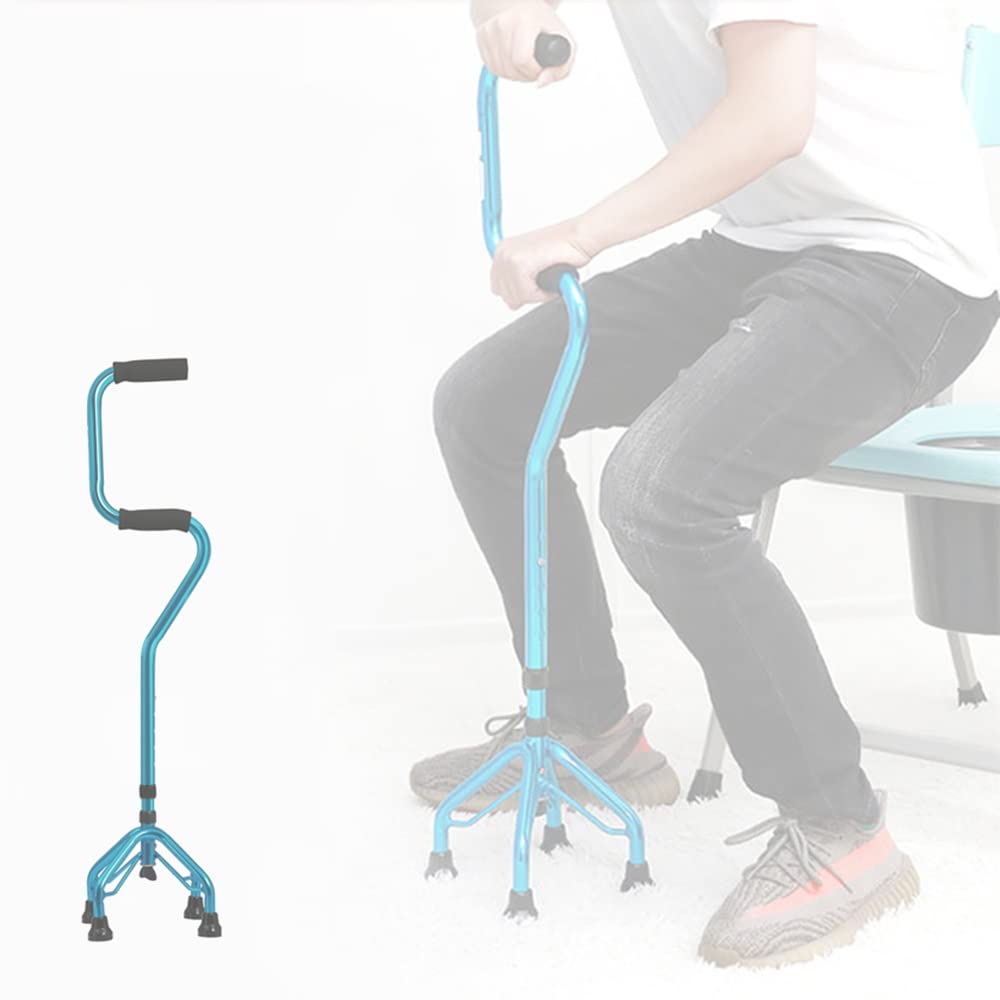 KADEUX Quadripode Bastone Quattro Piedi, Canna Anziani Aiuto per La Mobilità, Bastone da Passeggio Unisex, Bastone Estensibile con Base Stabile