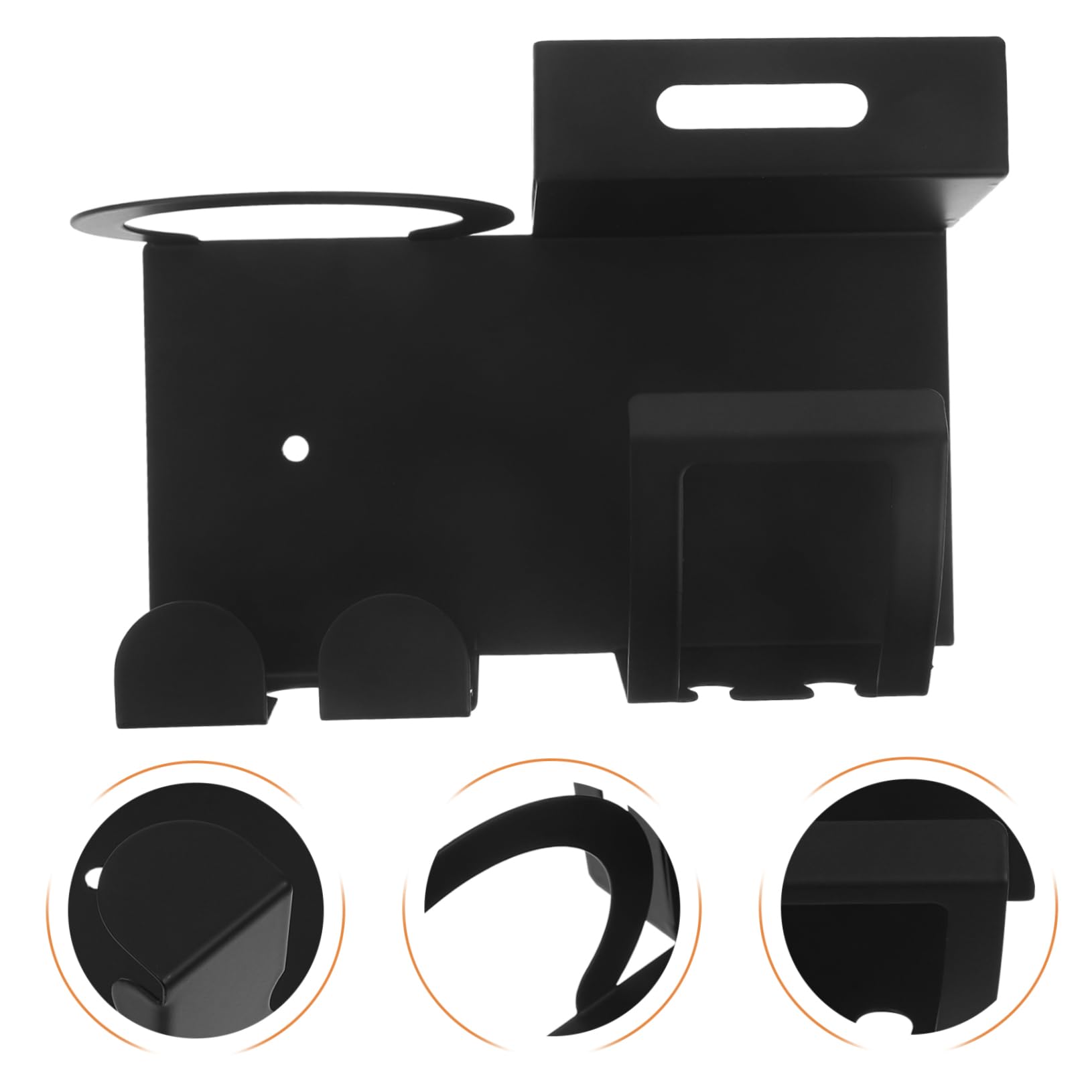 Portaspazzolino da bagno in acciaio inox nero e porta spazzolino elettrico, supporto per spazzolino da denti, dentifricio, rasoio e gancio per asciugacapelli, per il bagno per il massimo risparmio di