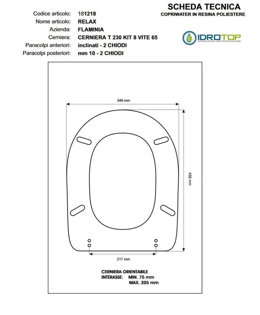 Flaminia, sedile, serie relax art. 17/c termoindurente, bianco.