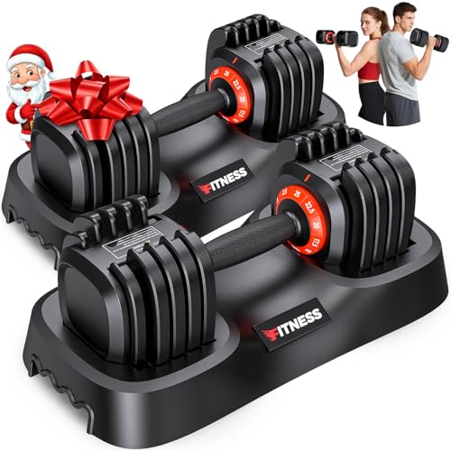 XDDIAS Adjustable Dumbbell Set of 2, 25/55/80LB Dumbbell Set-Fast Adjust