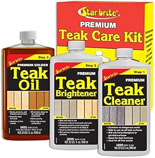 STAR BRITE Teak Kit - Restore Decks, Patio, Outdoor Furniture, Boats & Fine Wood - Marine Grade Teak Cleaner & Brightener Set With Premium Golden Teak Oil Finish - Renew, Refinish & Protect (081202)