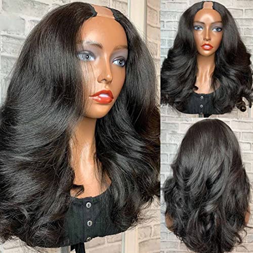 Image of Beauty Forever Body Wave U Part Human Hair Wig 150% Density 10A Grade,Brazilian Human Hair Glueless Full Head Clip in Half Wig Natural Color 24 Inch