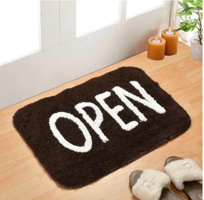 Image of Set of 2 Micro Anti Skid Bath Mat for Home Kitchen, Office, Water Absorbent Machine Washable and Quick Dry Luxury Mats for Bathroom, Kitchen, Entrance. (Brown Open)