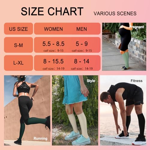 Image of Iseasoo 4 Pairs Compression Socks for Women Circulation-Best Support for Nurses,Running,Athletic,Travel