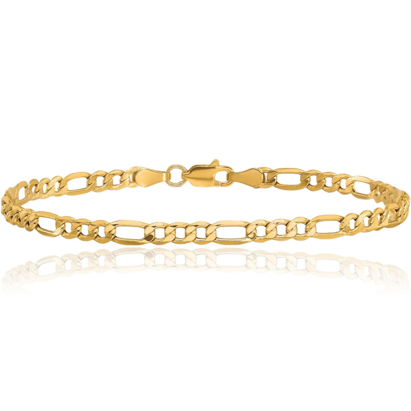 IceCarats 14K Yellow Gold 3.5mm Figaro Chain Link Bracelet