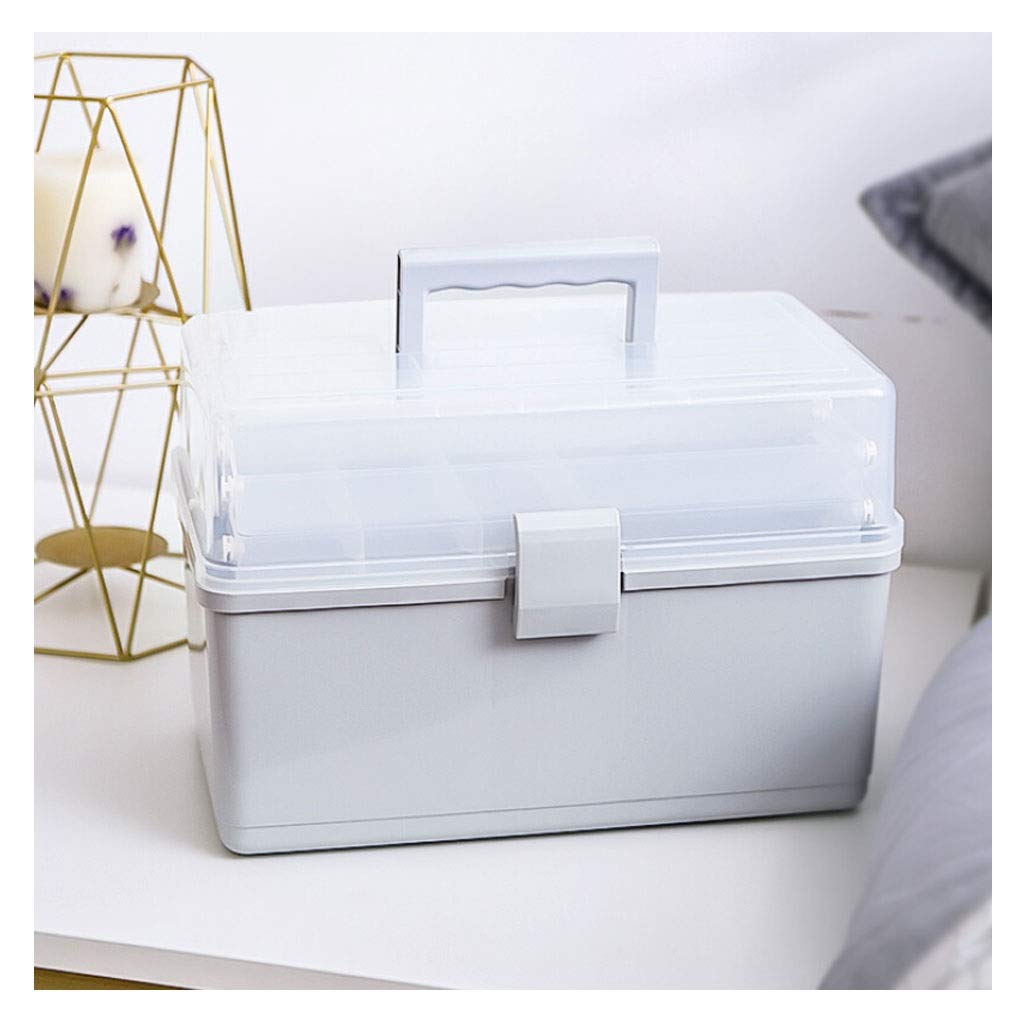 Caja De Plástico Para Medicamentos Con Bandeja - 23x16x14 Cm, Tapa Transparente Con Cierre, Asa De Transporte