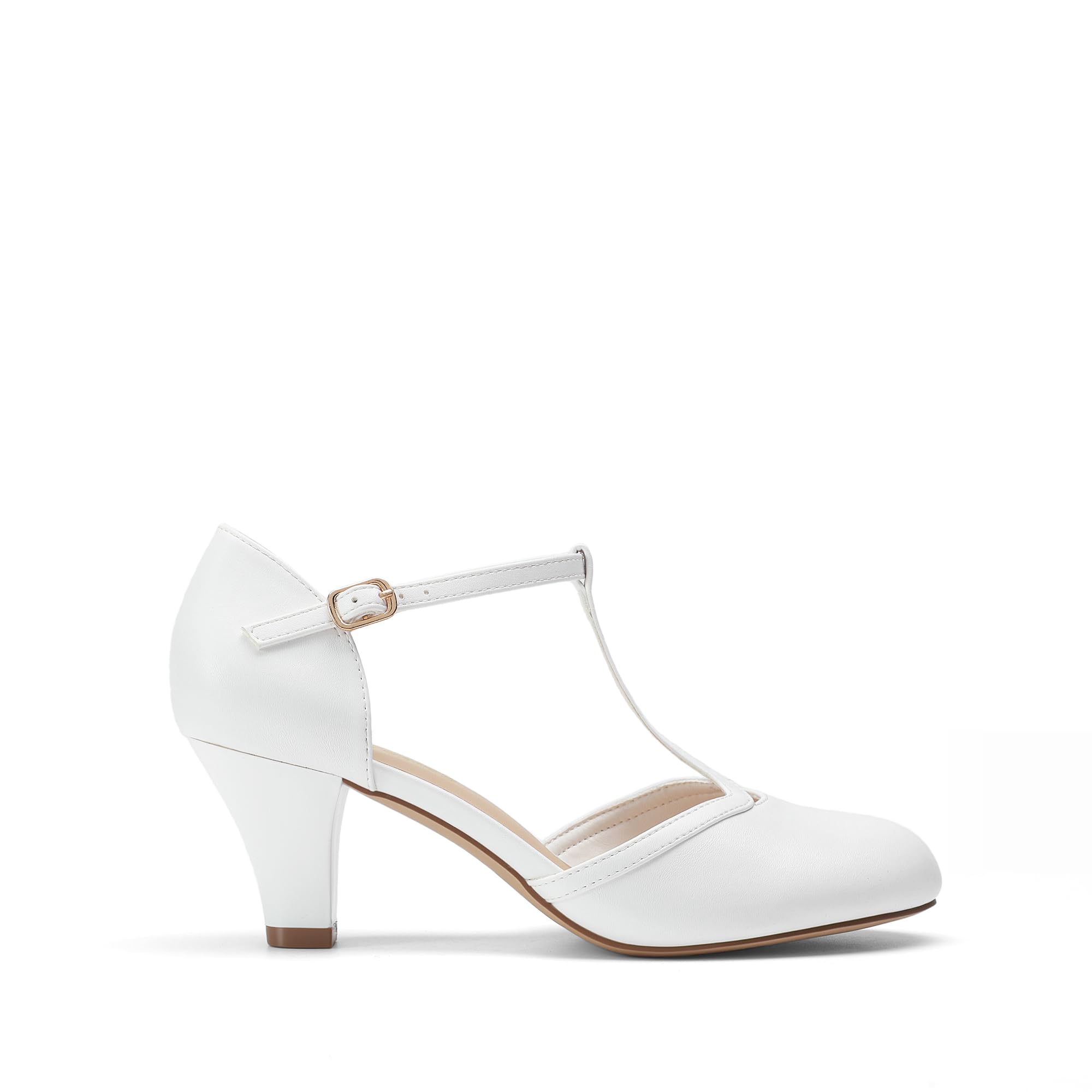 DREAM PAIRS Pumps mit T-Riemen Damen Hochzeitsschuhe Brautschuhe