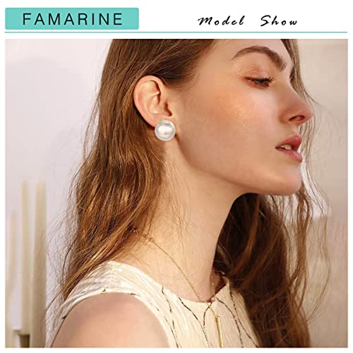 FAMARINE Gold Sliver Ball Clip on Earrings for Women Brushed Finish Small Clip Earrings Gift2