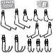 12Pcs Garage Utilitaire De Rangement Double Crochets Mural En Acier Avec Revêtement Antidérapant Support Lourd, Crochets Systèmes De Stockage Pour Le Des Outils De Garage, Vélos (Gris)