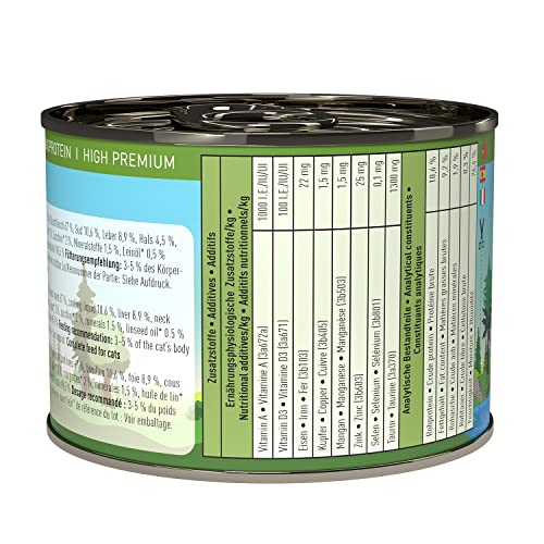 catz finefood Bio Katzenfutter Ente - N° 505 - Nassfutter für Katzen - 6 x 200 g - Ohne Getreide & zugesetzten Zucker (1,2 kg)
