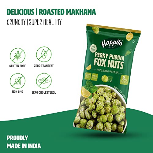 Image of Happilo Premium Super Snack Makhana Perky Pudina 25g, Roasted Foxnut Healthy Snack Low Calorie Gluten Free and Vegan