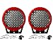 TURBO SII Pair 9 Inch Round 225W Indensity Led Spot Light For offroad 4wd 4x4 JEEP FORD TOYOTA Pickup Auxliary Front Bumper Light Bar Replacement/Roof Driving Headlight 8000LM(45PCS5W) Red
