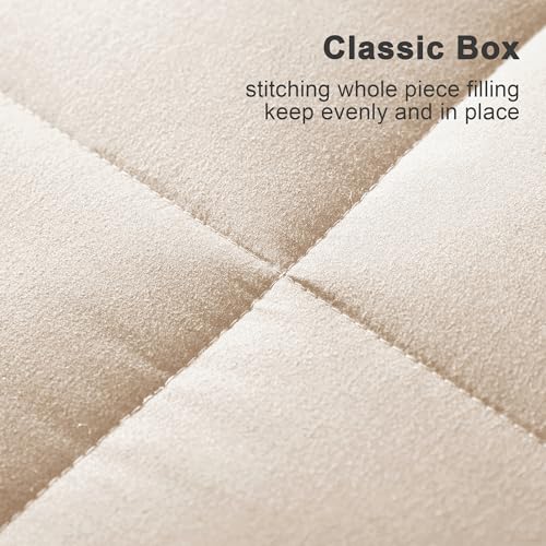 Image of Whale Flotilla Reversible Duvet King Size for All Seasons, 7.5 Tog Down Alternative Box Sitiched Comforter, Lightweight and Machine Washable Bedding Set, 220x240 cm, Brich Beige