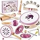 BUYGER Percussion Instrumente für Kinder, Baby Montessori Musikspielzeug aus Holz, Musikinstrumente mit Tamburin, Becken, Holzspielzeug Geschenke für Kinder ab 1 Jahre
