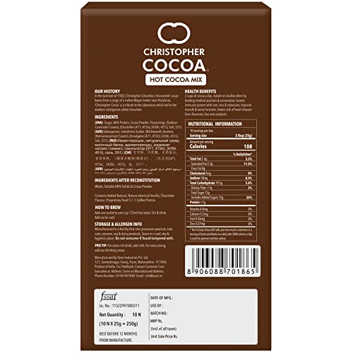 Image of Christopher Cocoa, Double Chocolate Hot Cocoa Powder Mix, 8 Sachets
