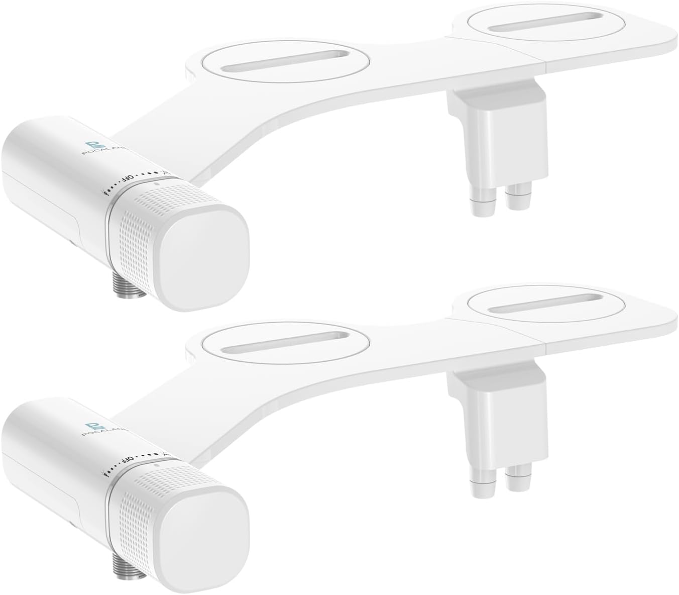 2PCS Ultra-Slim Bidet Attachment, Posterior&Feminine Wash-(Retractable Dual Nozzles), Non-Electric Bidet Attachment for Toilet Seat, Adjustable Fresh Cold Water Pressure, Stainless Steel Inlet (White)