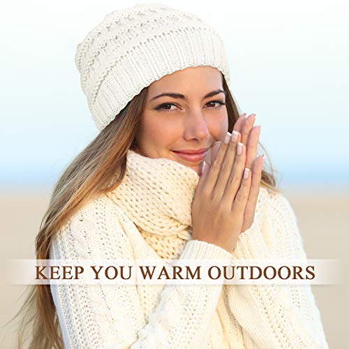 Image of Geyoga Winter Beanies Satin Lined Warm Thick Knitted Hats Slouchy Caps for Women