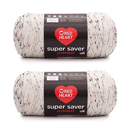 Red Heart Super Saver Jumbo Aran Fleck Yarn - 2 Pack of 10oz/283g...