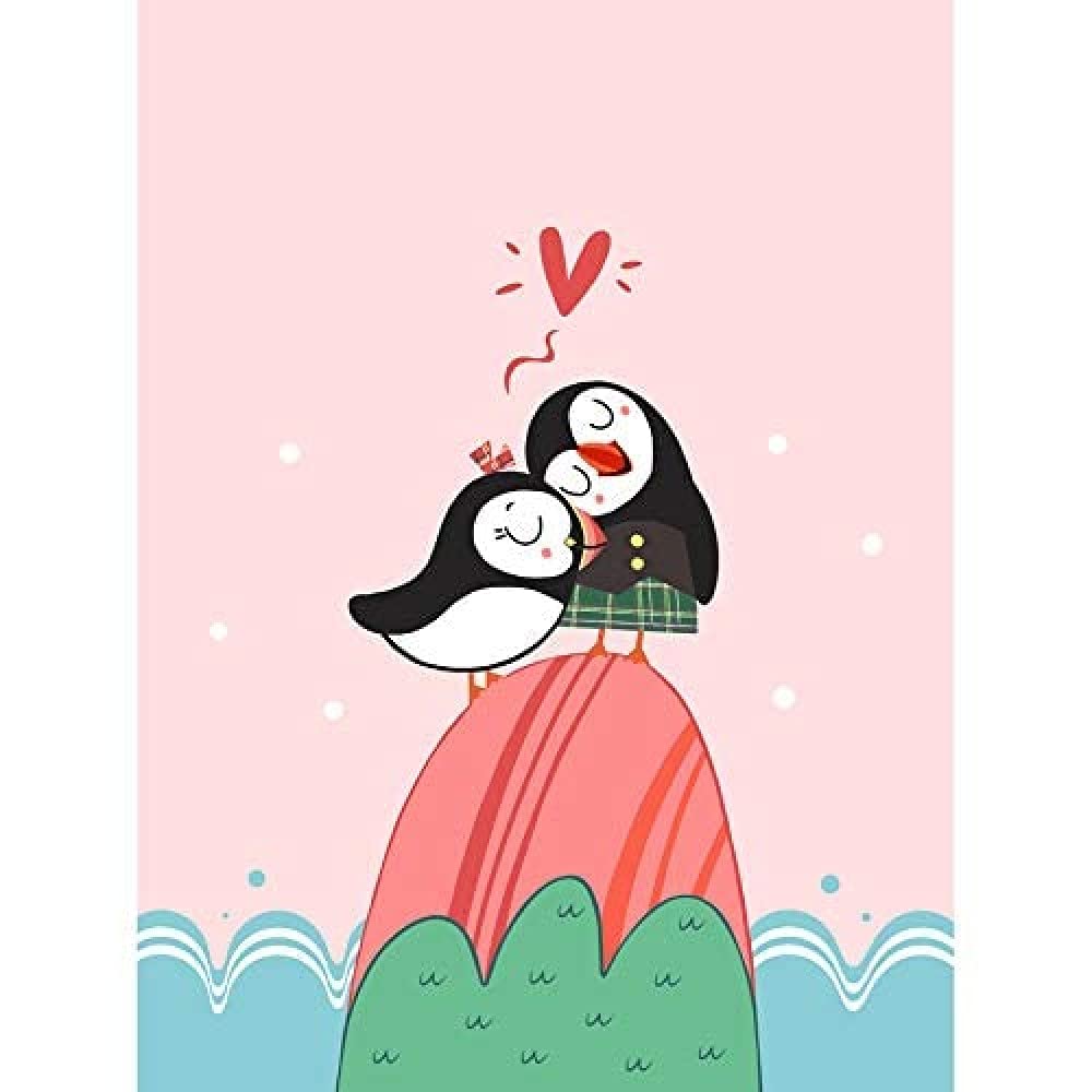 Wee Blue Coo Puffins in Love Unframed Art Print Poster Wall Decor 12x16 inch