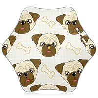 Classic Stick Kids Umbrella for Girls Heavy Duty Uv Protection Sun Umbrella Child Rain Umbrellas for Boys Cute Cartoon Pug Brown Beige