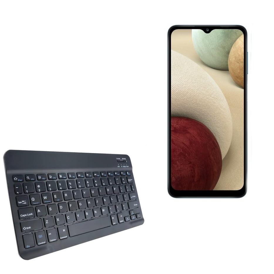 BoxWave Keyboard Compatible with Samsung Galaxy A12 - SlimKeys Bluetooth Keyboard, Portable Thin with Chiclet-Style Keys - Jet Black
