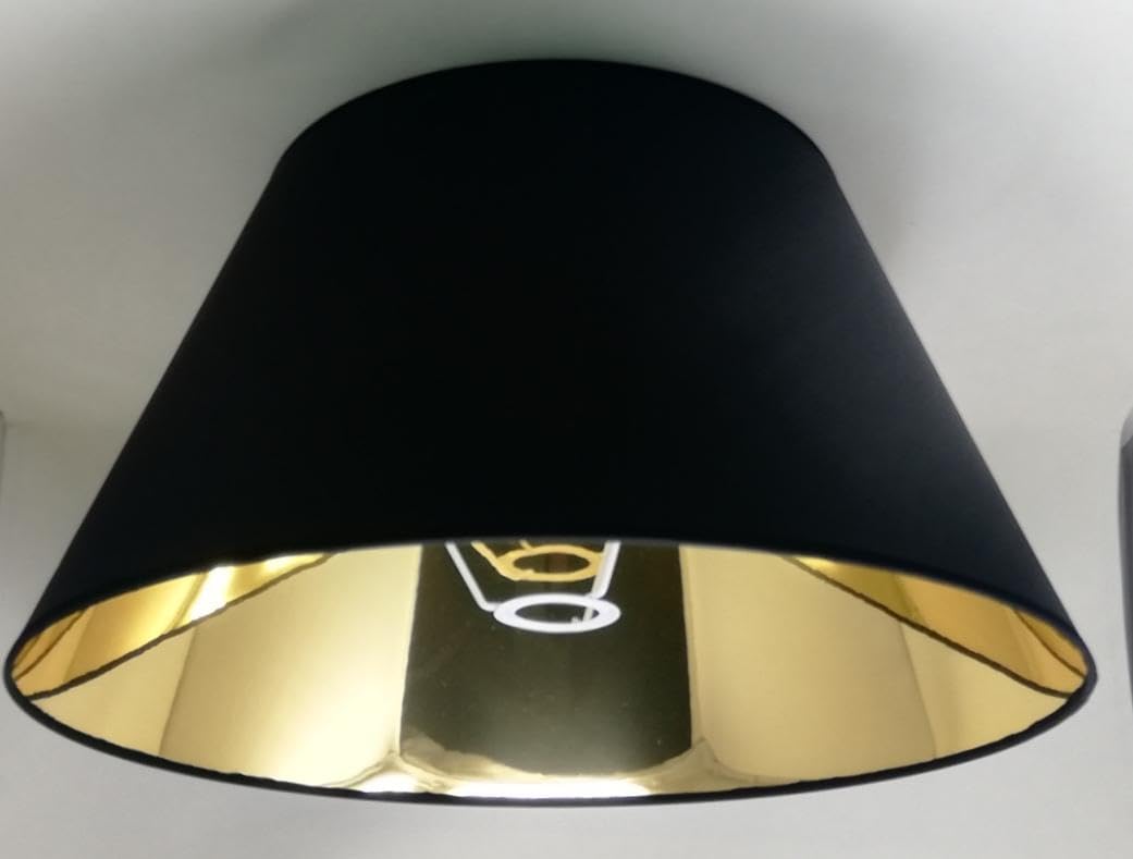 Abat-jour Noir Et Or Forme Conique Moderne En Coton Noir Et Or