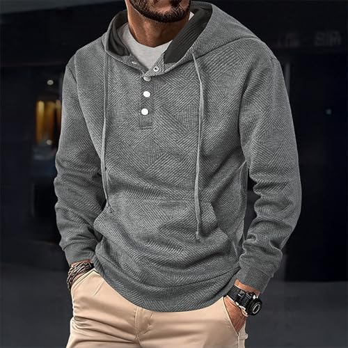 Mens Fashion Hoodies Fall Long Sleeve Button Collar Sweatshirts Fall Winter Fashion Hooded Shirts Athletic Pullover2