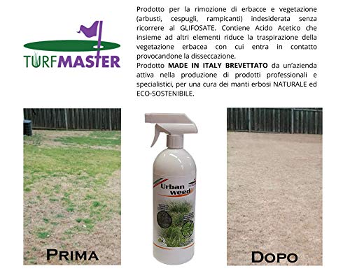 Turfmaster Urban Weed - Trockenspray, 1L Eco-Sustainable zur natürlichen Entfernung von Unkraut und unerwünschter Vegetation von Rasenflächen, Gärten, Gemüsegärten, Feldern, Büschen etc.