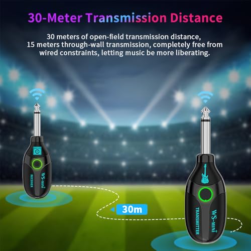 Solinder wireless guitar system 2.4G Wireless Guitar System 48K/16bit Real-time Transmission Rechargeable 4 Channels Not Require Pag Colorful Indicator Lights Guitar Transmitter Receiver Set for Elect - Image 4