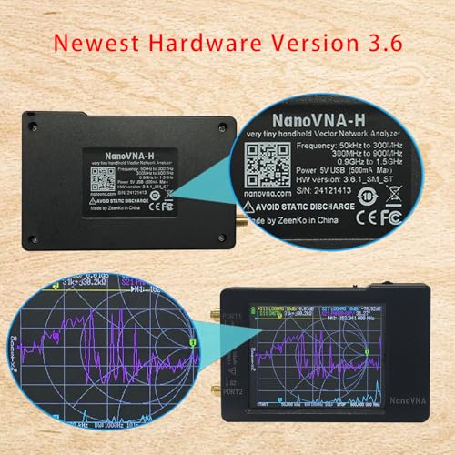 Image of Upgraded NanoVNA-H Vector Network Analyzer, 10KHz-1.5GHz Portable Antenna Analyzer with 2.8-Inch Touchscreen, Upgraded HW3.6 for S-Parameter, SWR, and Smith Chart Measurements