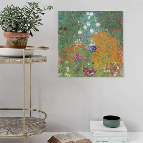 Toile Gustav Klimt Jardin Fleuri - Décoration murale salon et cadre bureau - 4