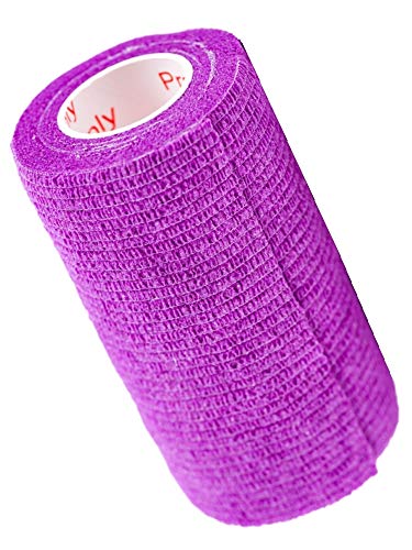 Image of Vet Wrap Tape (Purple) (2 Pack) (4 Inch x 15 feet) Self Adhesive Adherent Adhering Cohesive Flex Self Stick Bandage Grip Roll Dog Cat Pet Horse