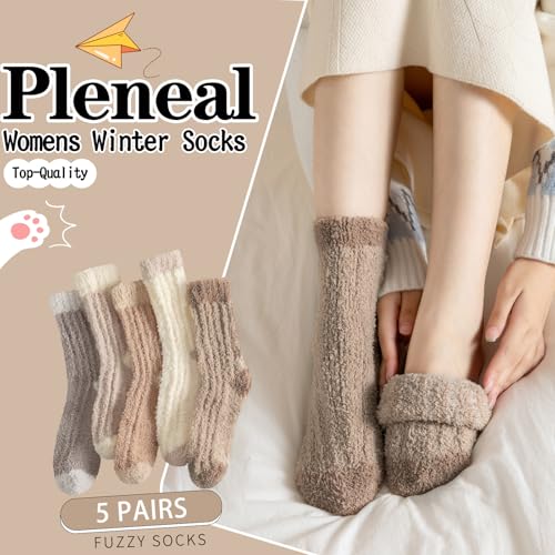 Image of Pleneal Fuzzy Socks for Women - Womens Fluffy Socks, Warm Cozy Winter Slipper Sock for Women Sleep Christmas Home socks