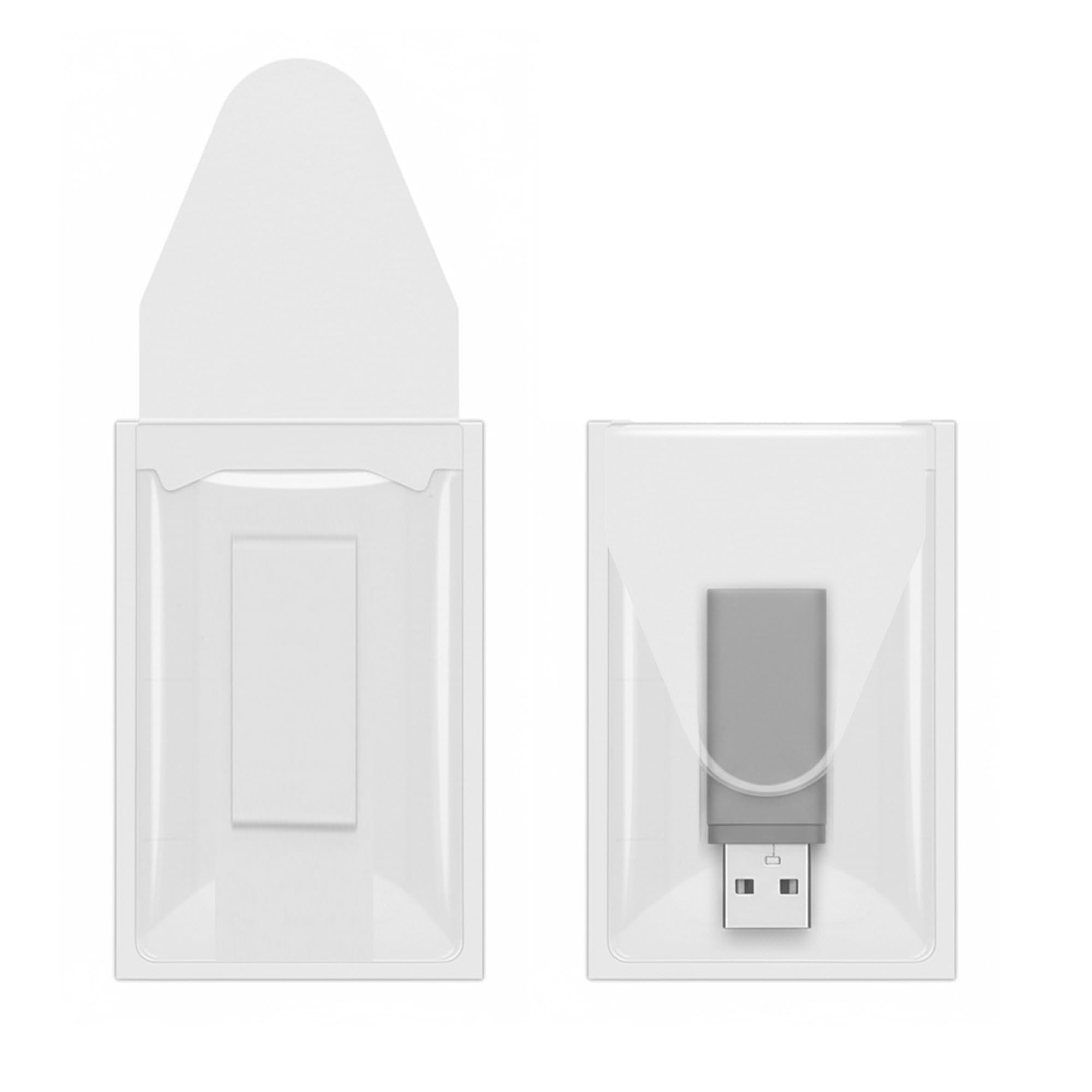 Professional USB Drive Adhesive Pockets | Transparent Self-Adhesive Storage Sleeves | Universal Flash Drive Holders | Stick-On Pouches for Organizing Tech Accessories | 10 Pack