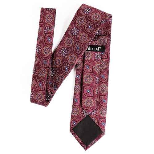 Image of Alizeal Mens Vintage Solid Plaid Tie with Pocket Square 3.15inches Necktie Set