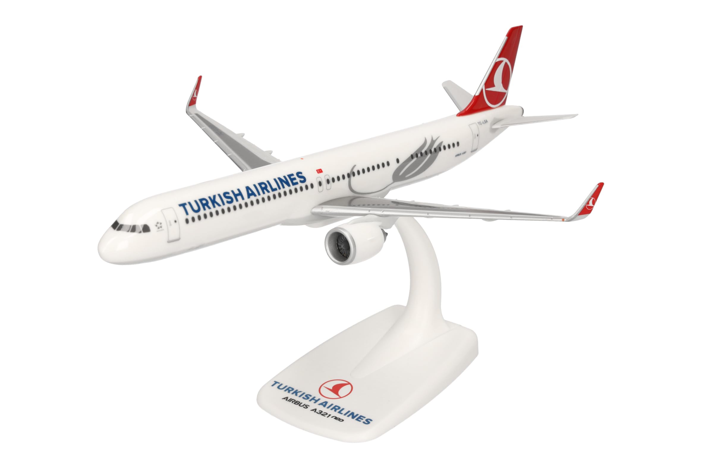 Herpa SnapFit airplane model Turkish Airlines Airbus A321neo on
