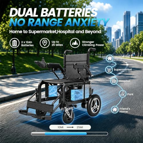 Image of Hassky Foldable Electric Wheelchair for Adults with Dual Shock Absorption