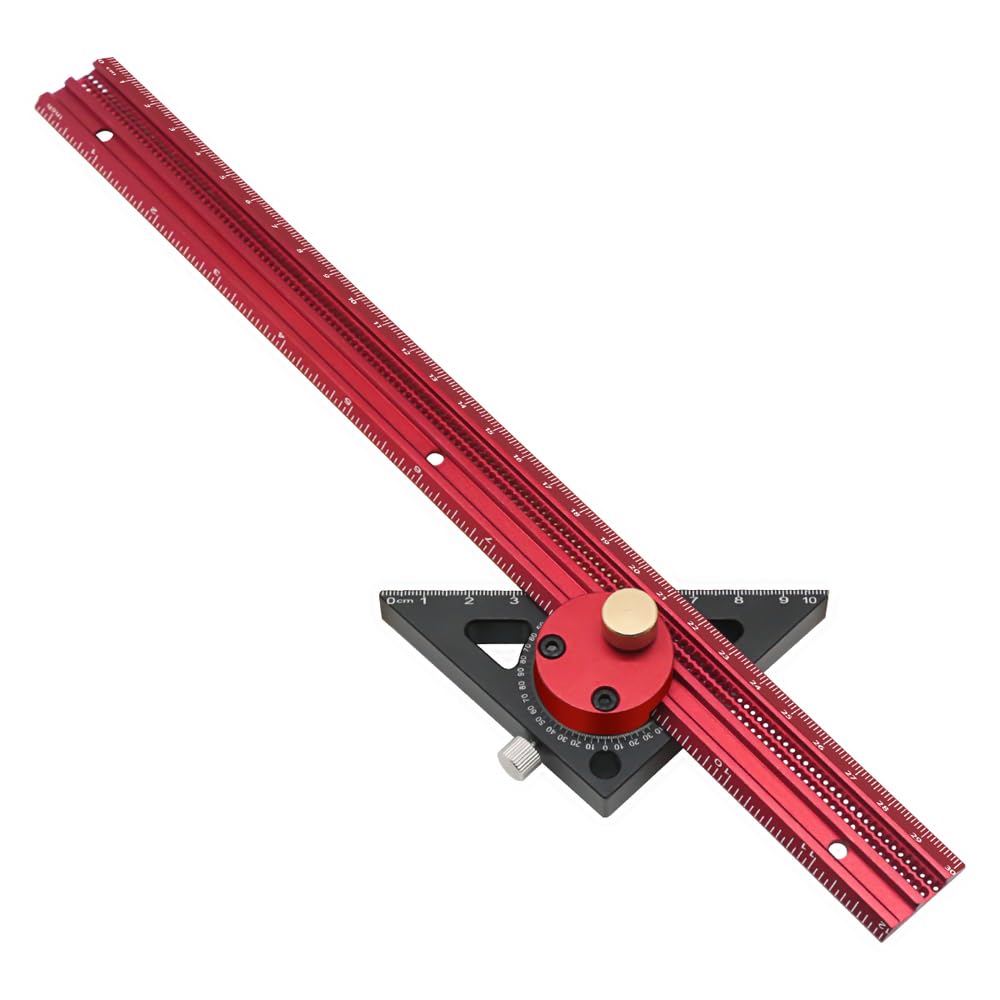 Strumento per Bussola in Alluminio a Gradi Tracciatore (400 mm) | Lega di Alluminio, Scale Imperiali Metriche, Fori da 1 Mm, Guida a T, Uso Carpenteria, Compatibile con Penna, Calibro