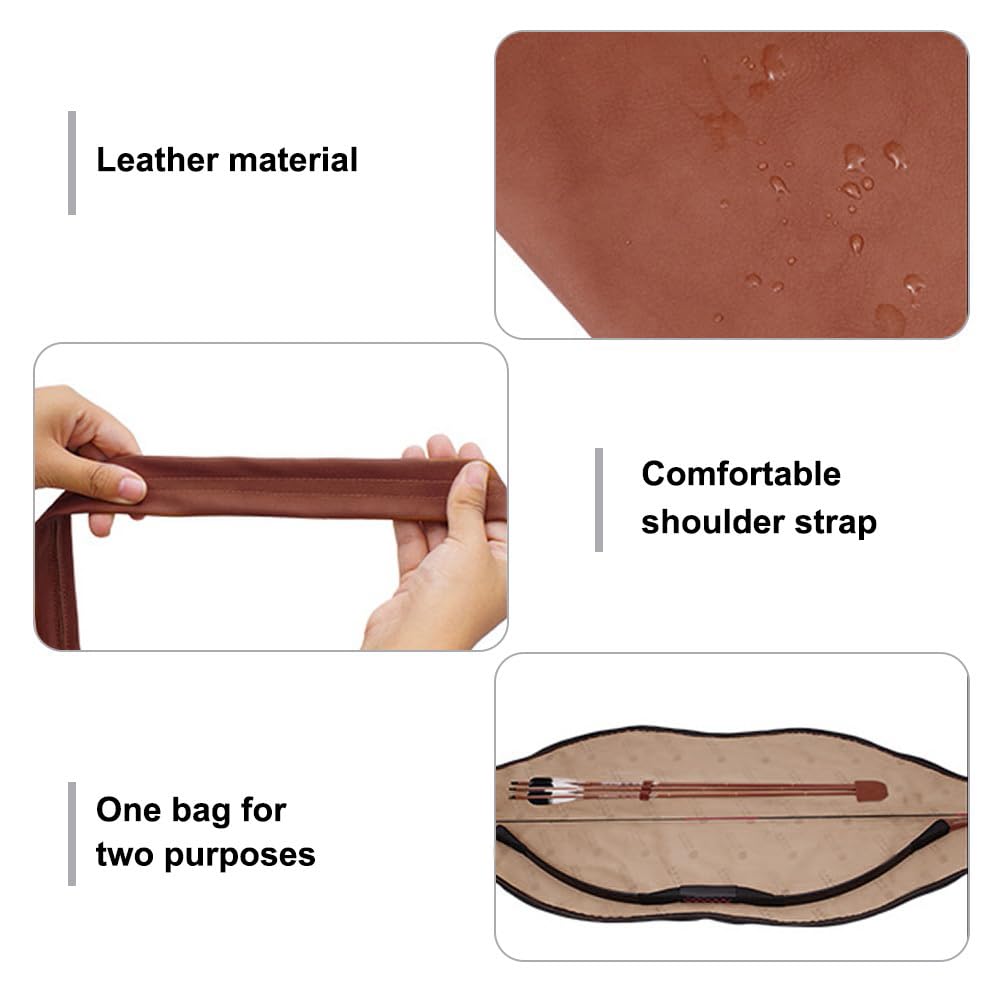 DONGKER Borsa per Arco per Tiro con L'Arco,60" Custodia per Arco Tradizionale Lunga Borsa per Arco in Pelle PU per Arco per Cavallo con Arco Lungo