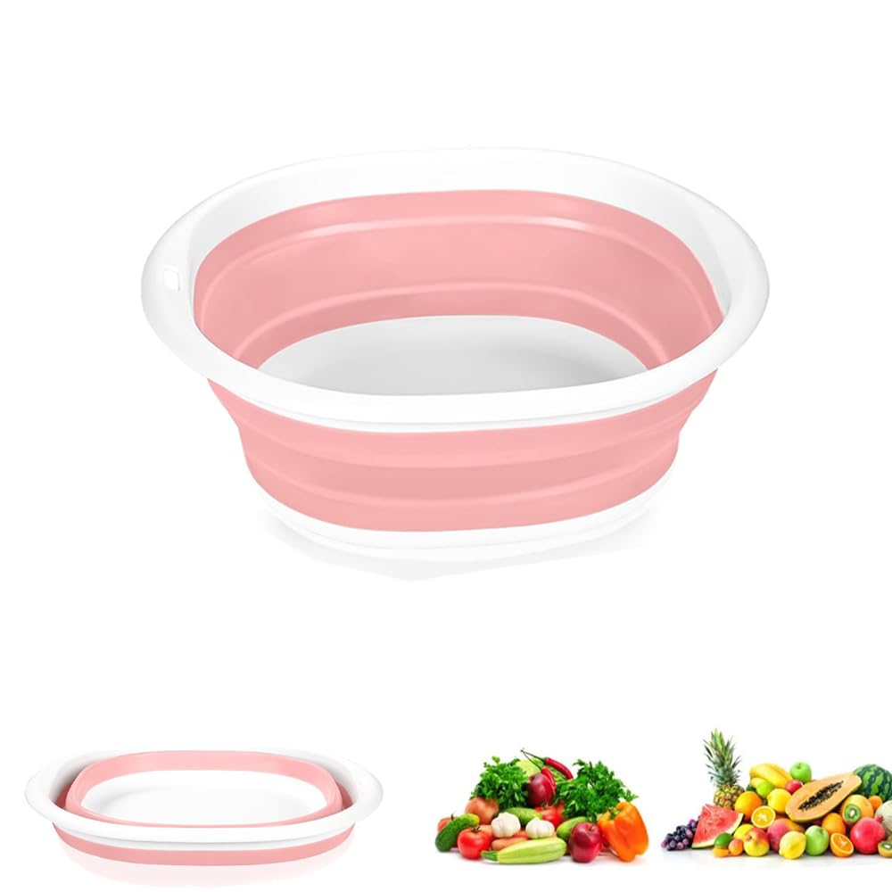 2 Bacinelle Pieghevoli Per Lavare - Lavabo Portatile Per Viaggi, Campeggio E Casa (Verde E Bianco)
